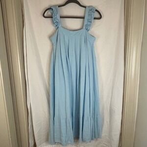 Mable Womens Light Blue Midi Dress Ruffle Sleeves Cottagecore‎ Size Small
